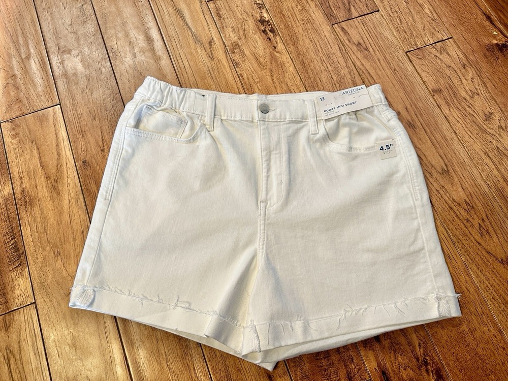 Arizona Jean Co White Curvy Midi Shorts Size 13