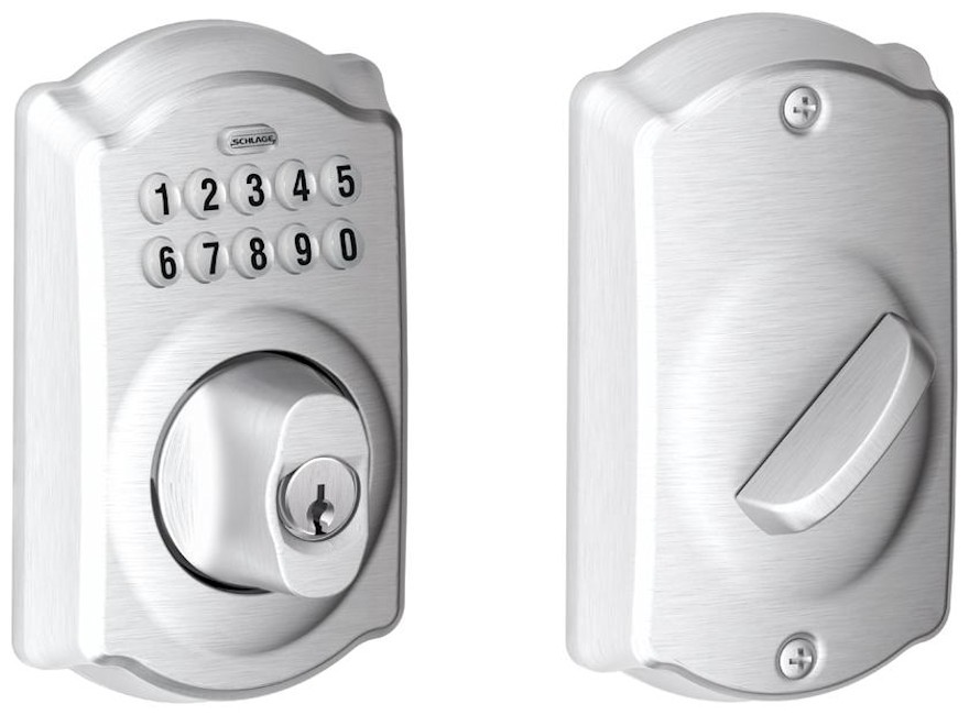 Schlage BE365-CAM Chrome Camelot Keypad Deadbolt Single Cylinder