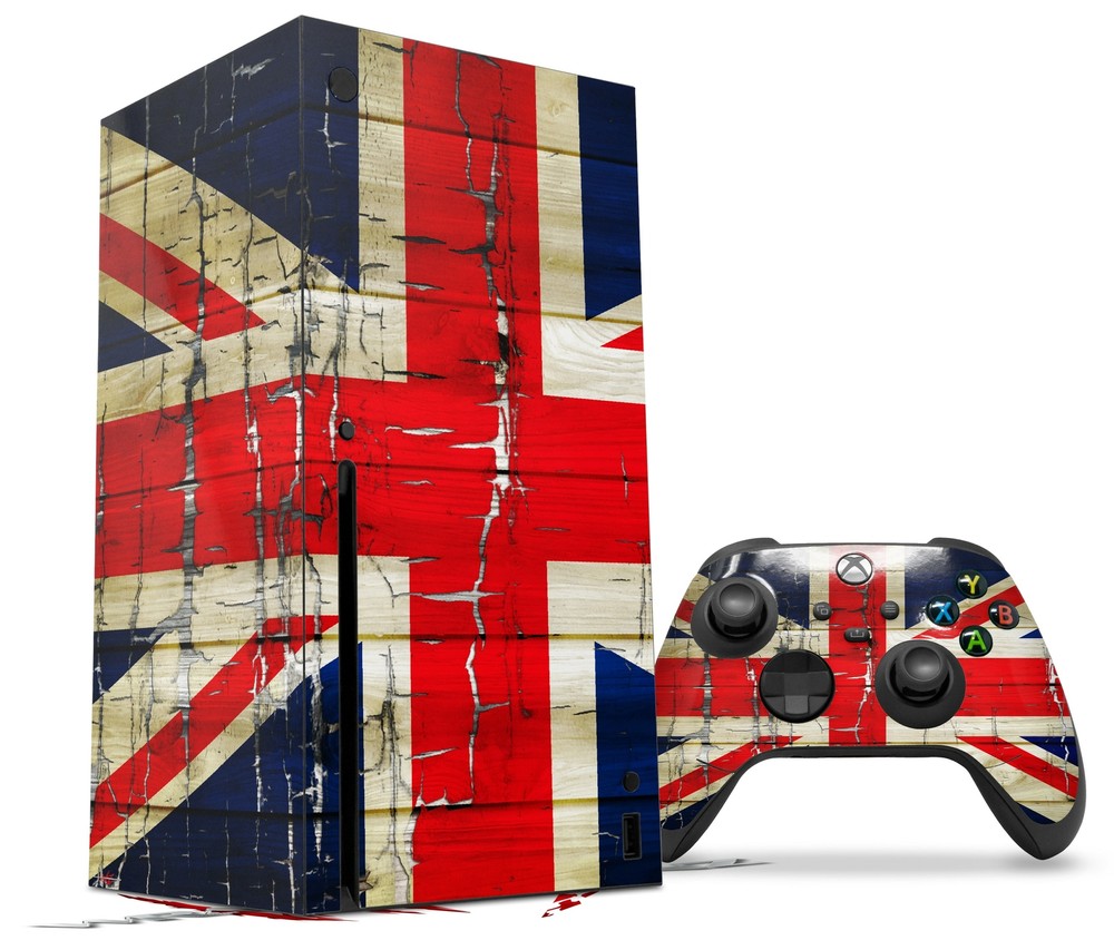Skin Set for XBOX Series X Painted Faded and Cracked Union Jack British Flag
