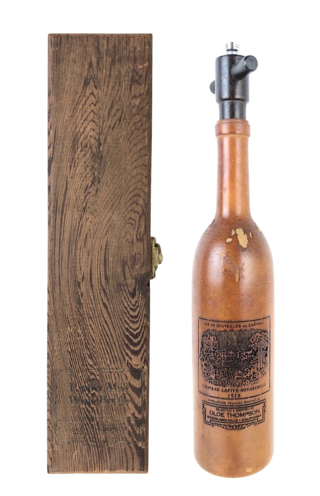Olde Thompson 1970 Chateau Bordeaux Wine Bottle Pepper Mill Wood Grinder w/ Box