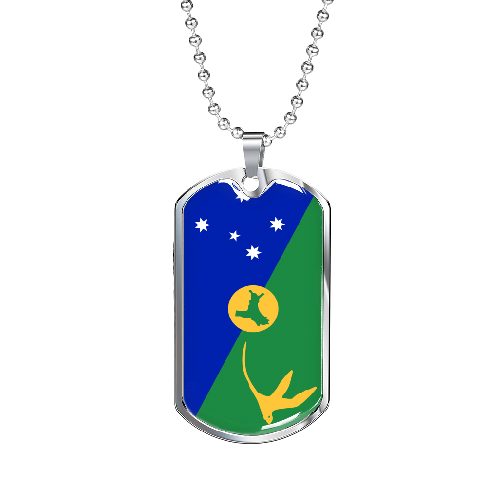 Christmas Island Flag Necklace Stainless Steel or 18k Gold Dog Tag 24