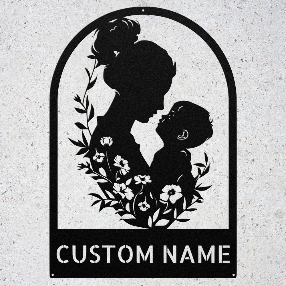 Personalized Mother and Son Metal Sign Gift for Mom Family Wall Art Mothers Day