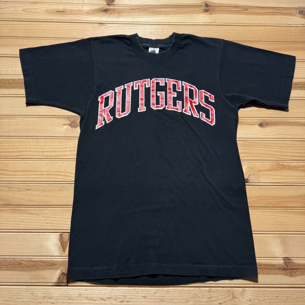 Vintage 90s Rutgers University College Spell Out Single Stitch T-Shirt - Medium