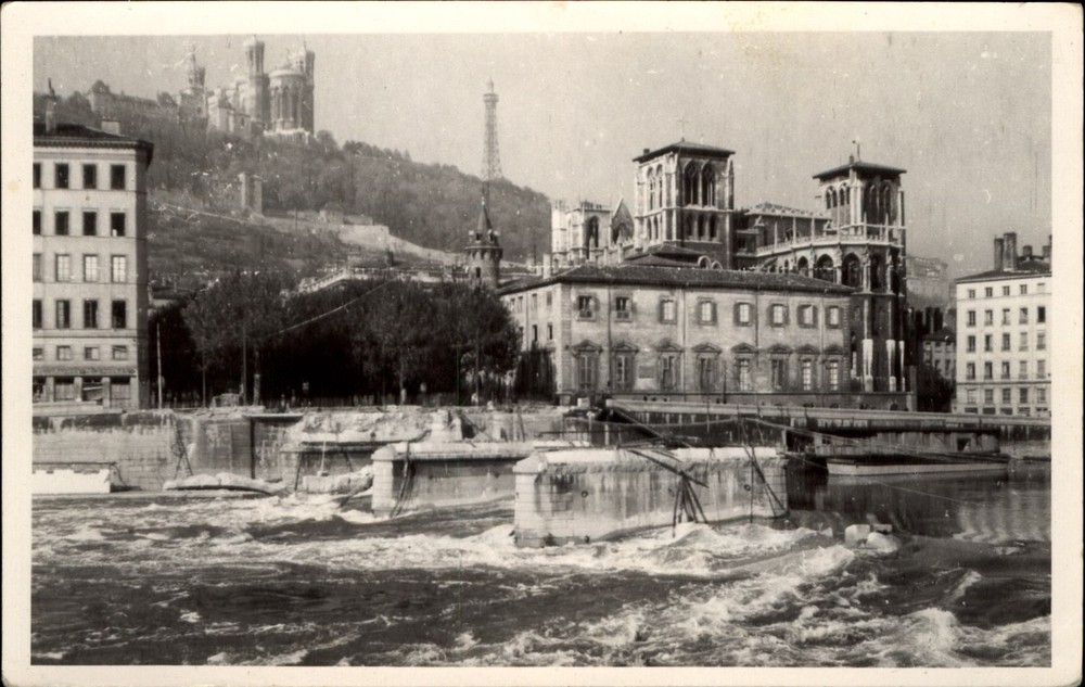 Lyon France~Pont Tilsitt~bridge wharf~construction?~RPPC