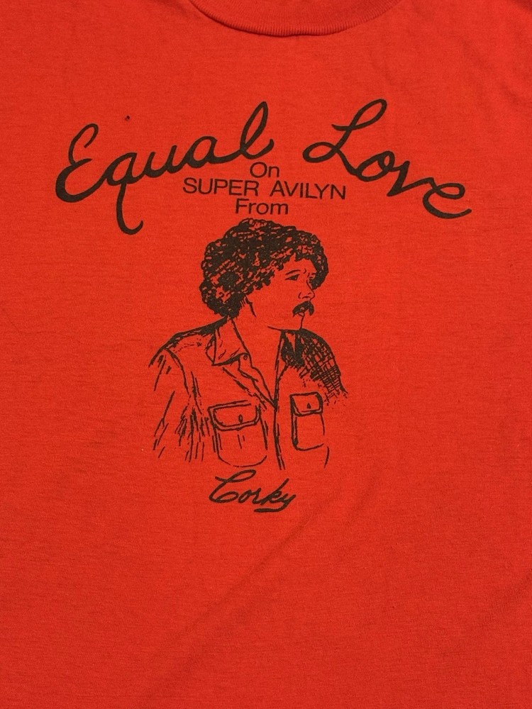 Equal Love 1970s T Shirt Gender Equality Sz L (42-44) Red Vintage LGBTQ