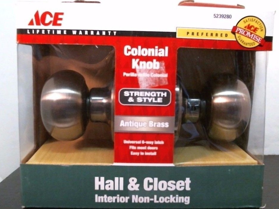 Antique Brass ACE Colonial Knob for Hall & Closet with Free Shipping-image