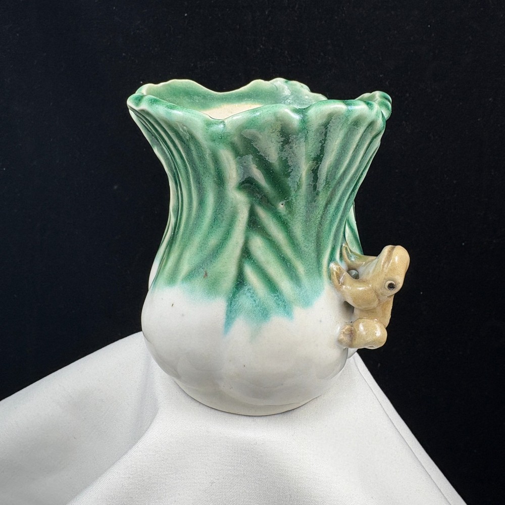 Majolica Art Pottery Frog Lilly Pad Small Planter Vase Pot Succulents