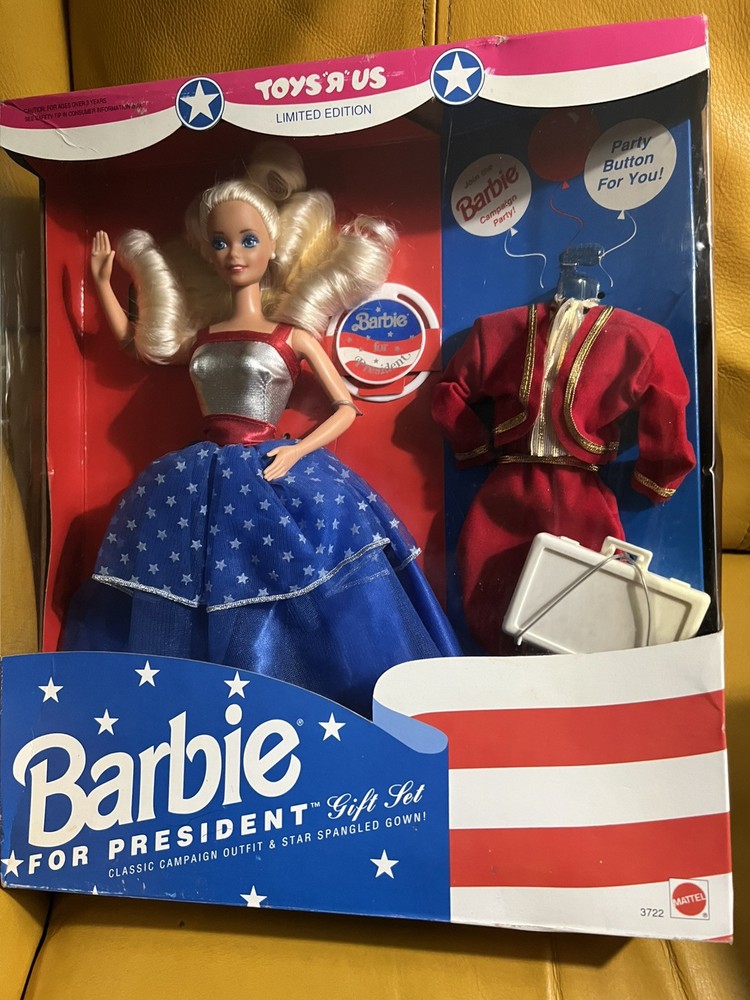 1991 Mattel Barbie For President Doll Toys R Us Limited Edition NRFB 3722