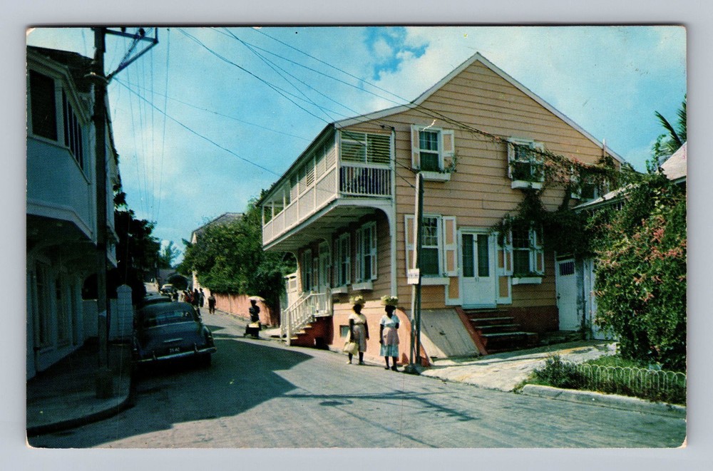 Bahamas- Nassau Market Street Standard Post Old PC Card View Vintage Postcard