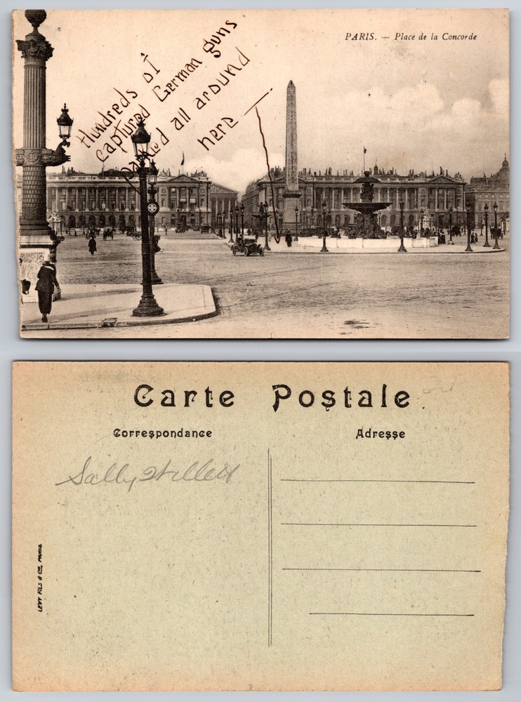 Paris France Place De La Concorde Street Scene Postcard
