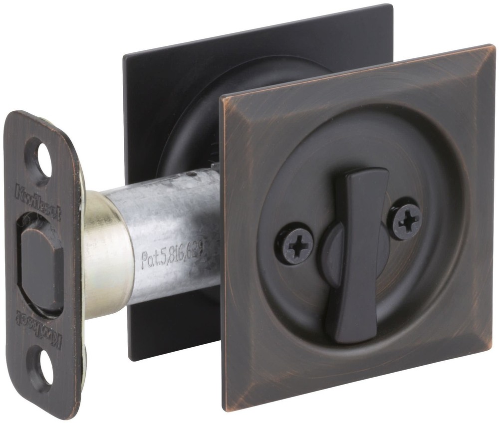 Kwikset 335SQT Square Privacy Pocket Door Lock for Bedroom Bathroom