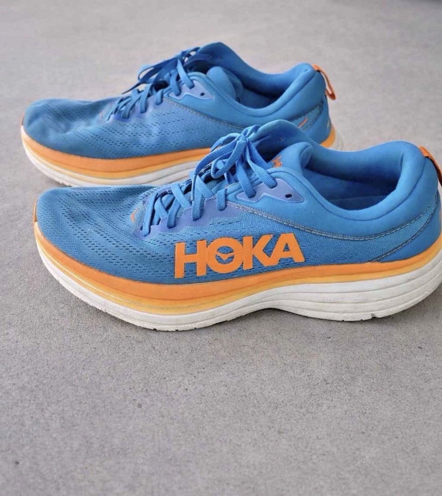 Hoka One One Bondi 8 Men’s Size 14 2E Coastal Sky Vibrant Orange Running Shoes