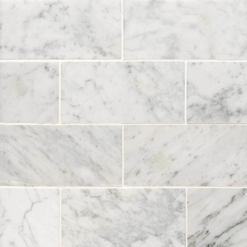 Carrara White 3x6 Honed Marble Subway Tile Kitchen Backsplash