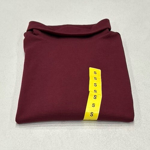 Lands End Womens Red Waffle Funnel Neck Long Sleeve Top Size S
