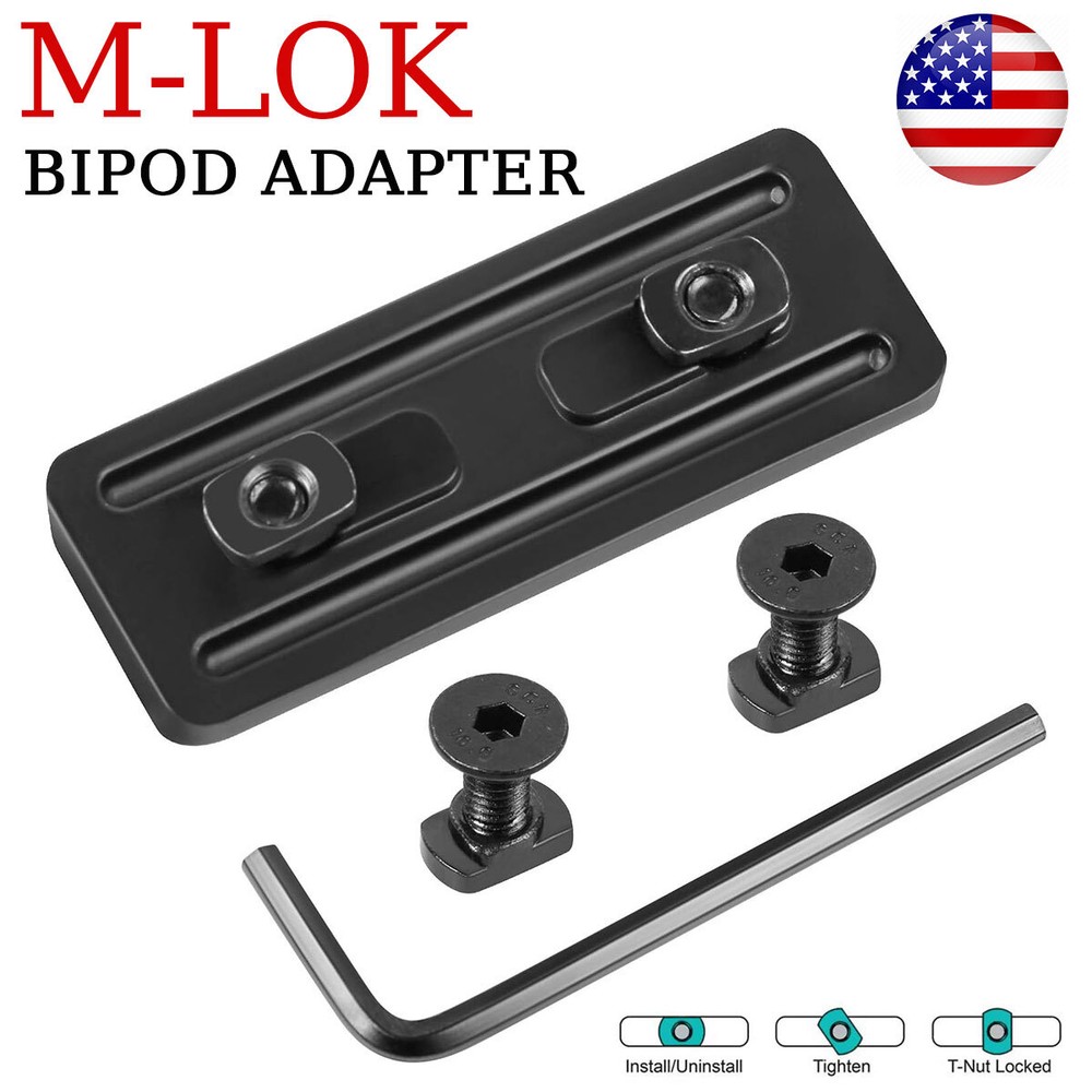 Tactical M-LOK MLOK Bipod Mount M-Rail Adapter for Adaptors & Sling Swivel Studs