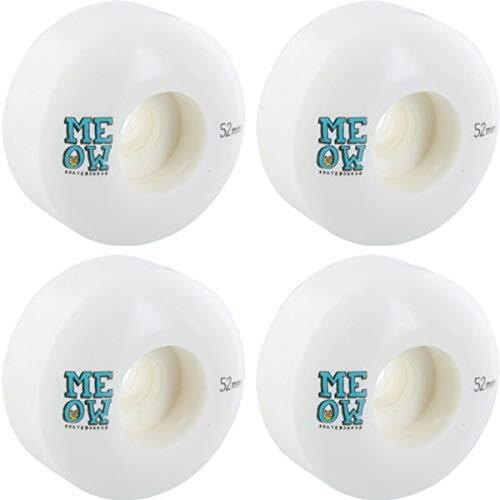 Meow Skateboards Stacked Logo White Skateboard Wheels - 52mm 100a (Set of 4)