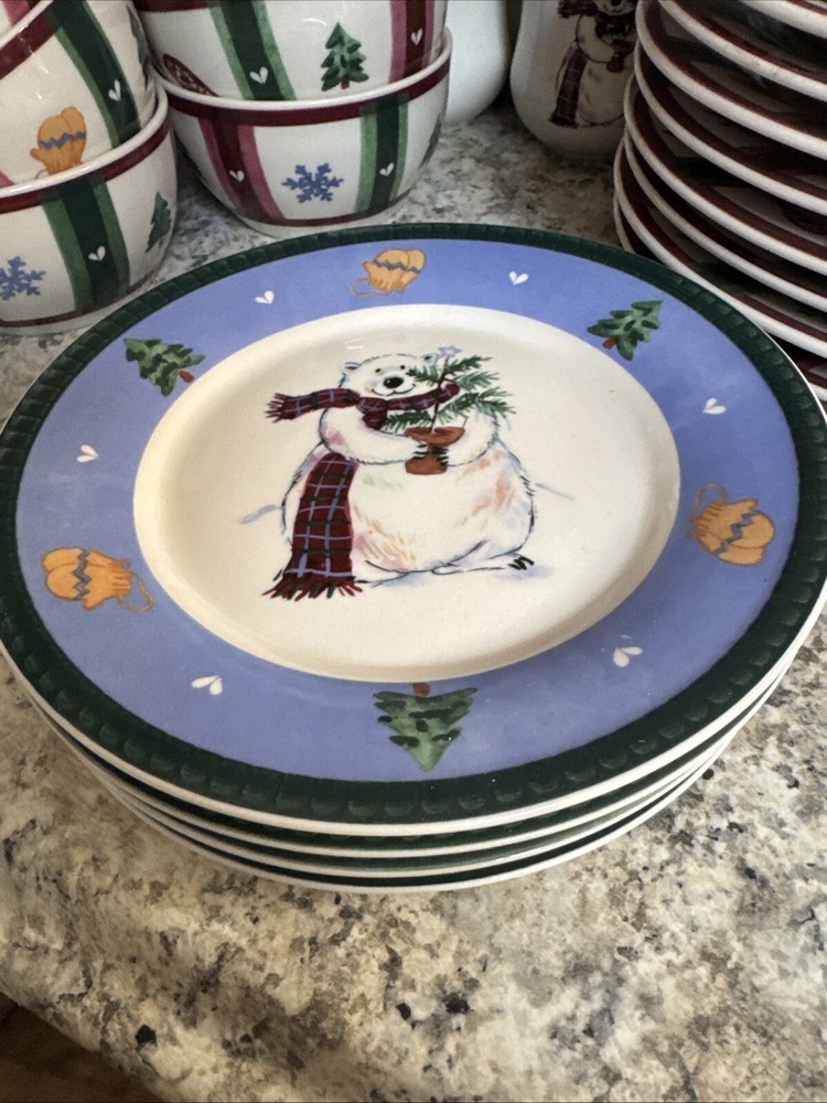 PFALZGRAFF SNOW BEAR Set Of 4 Christmas ACCENT PLATES 8-3/8
