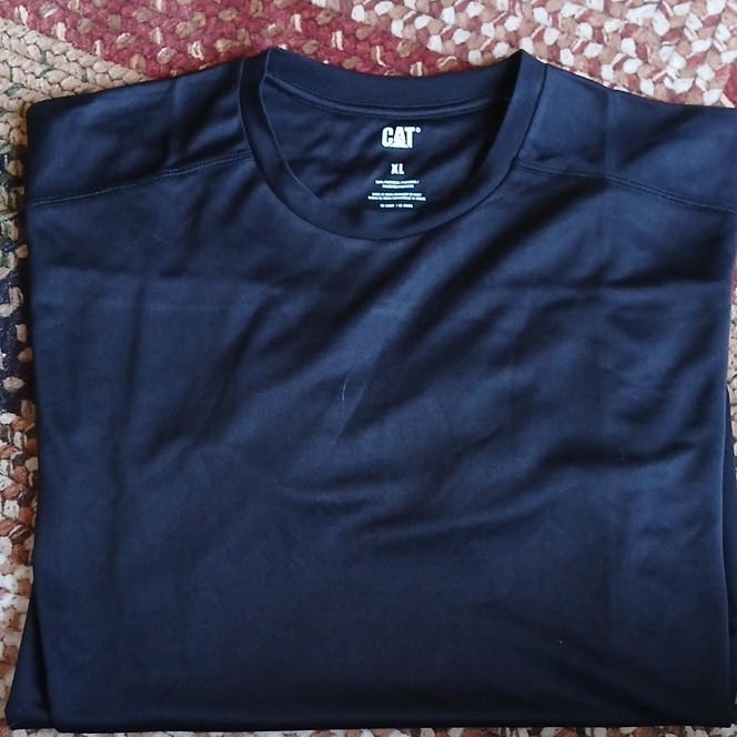 CAT Caterpillar Men's Black Polyester Logo Short Sleeve Crew Neck T-Shirt XL