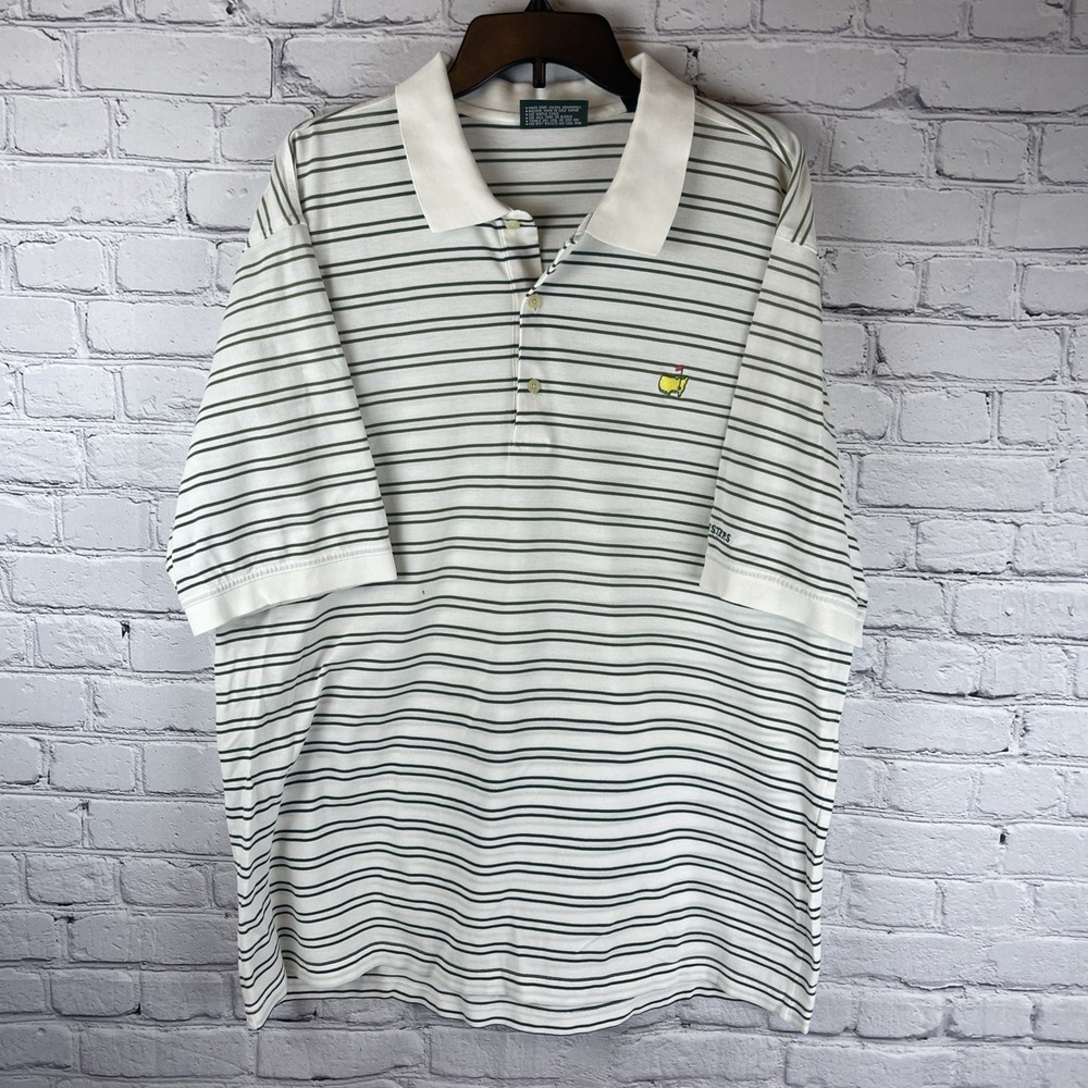 Vintage Masters Collection Shirt Golf Polo Men’s XL Green Striped Mercerized
