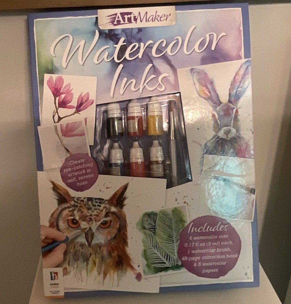 ArtMaker Watercolor Inks Kit Animals & Birds Includes Brush Book 6 Inks