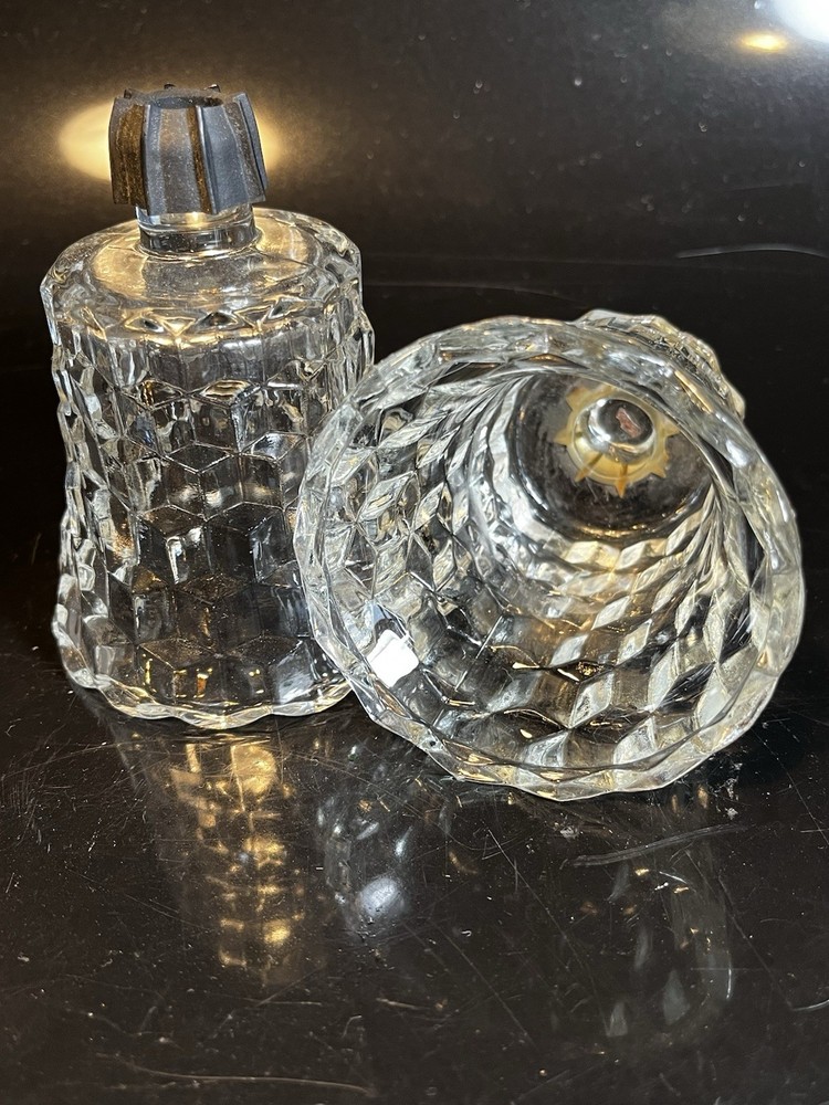 Vtg Homco Clear Glass Cube Cubist Peg Votive Candle Holder Cup 2 W/ Grommets