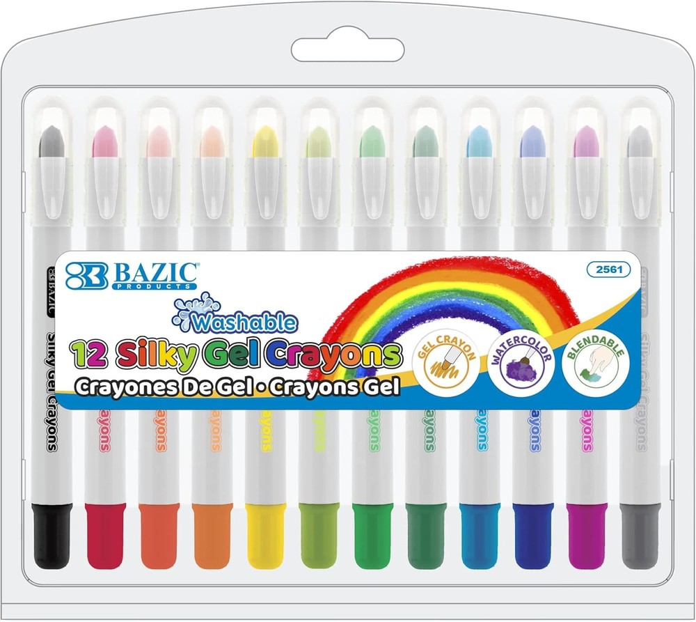 Non-Toxic Watercolor Crayons, 12 Bright Colors for Art and Crafts