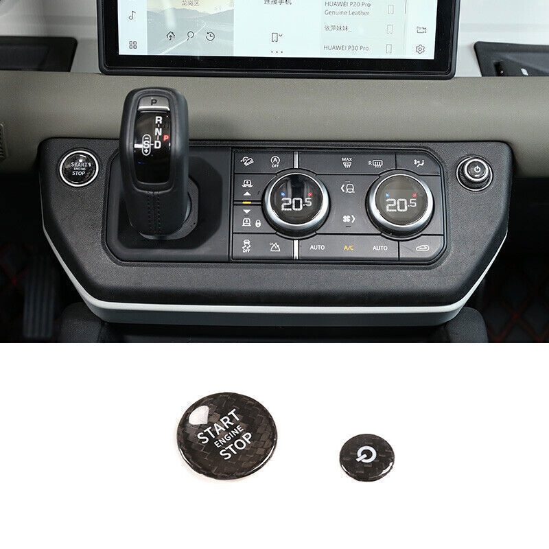 For Defender 2020-2022 Dry Carbon Fiber One-Click Startup Switch Button Cover 2*