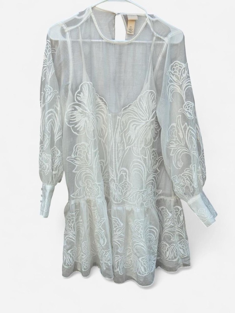 H&M 1920’s Style White Embroidered Dress Size Small Boho