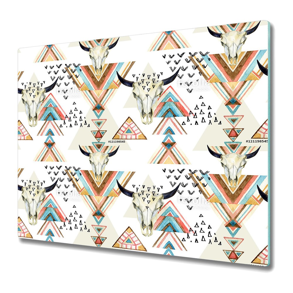 Glass Surface Protector Worktop Saver Boho Bulls Colourful Boho 60x52