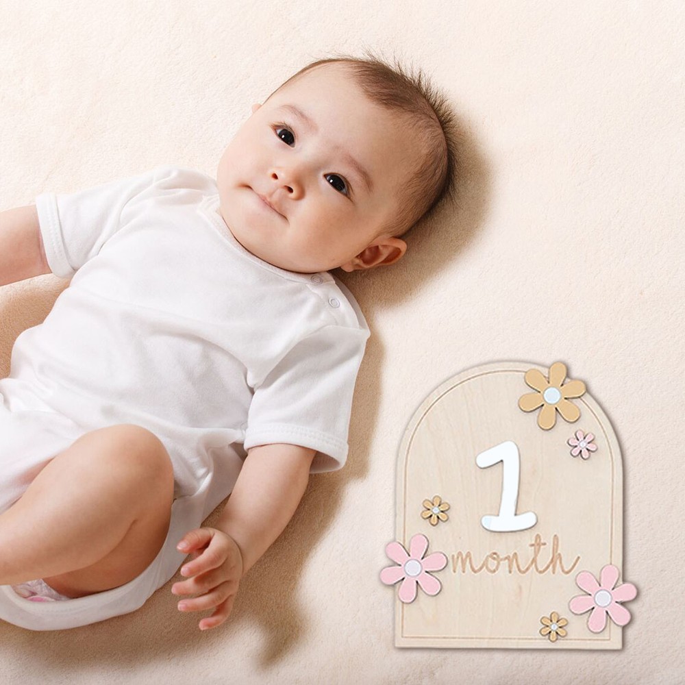 Baby First Year Milestones Tracker Growth Development Wooden Milestone Cards Set