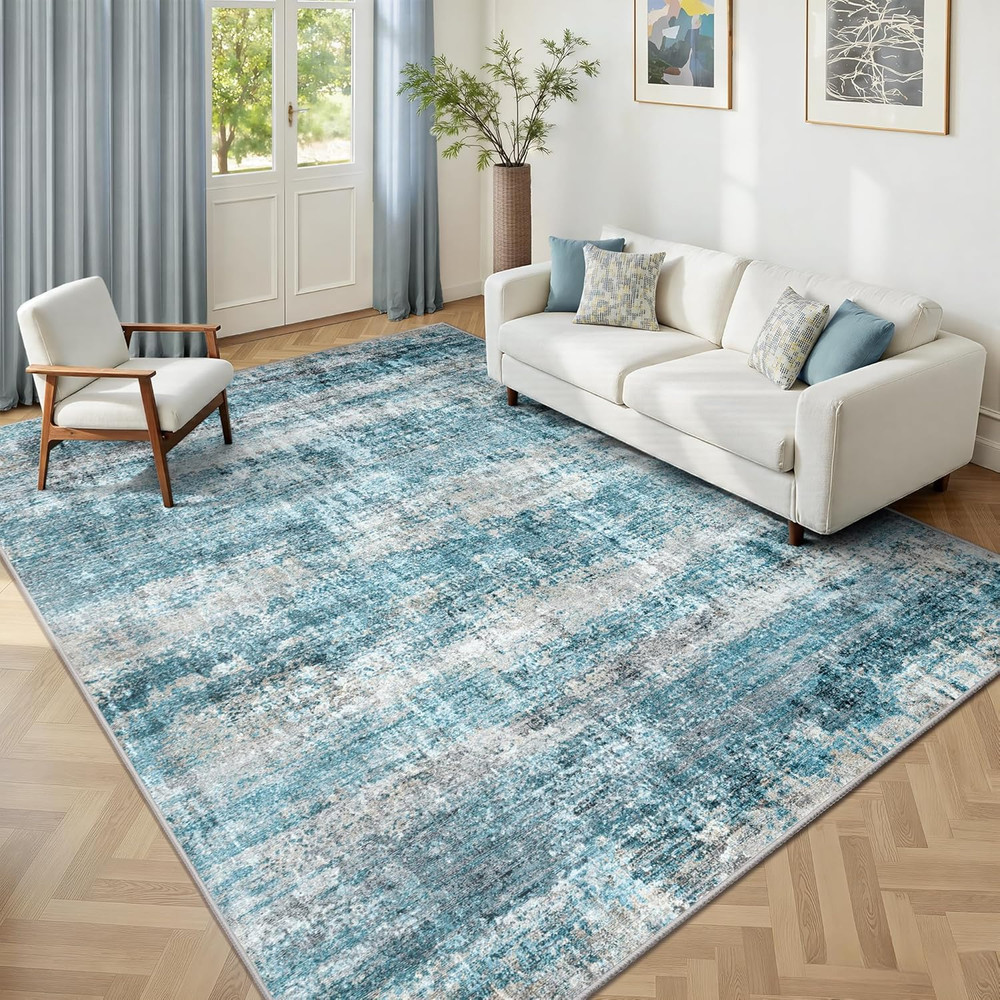 5X7 Area Rugs, Abstract Rugs for Living Room, Indoor Non-Slip Washable Rug for B