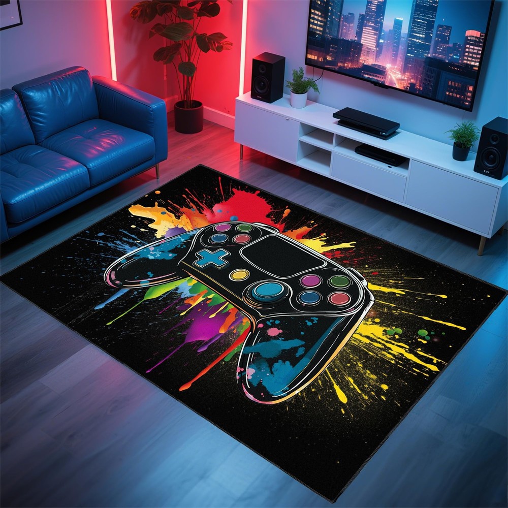 Gaming Rug for Room,3x5 ft Non-Slip Cool Gamer Rugs for Bedroom Livingroom an...