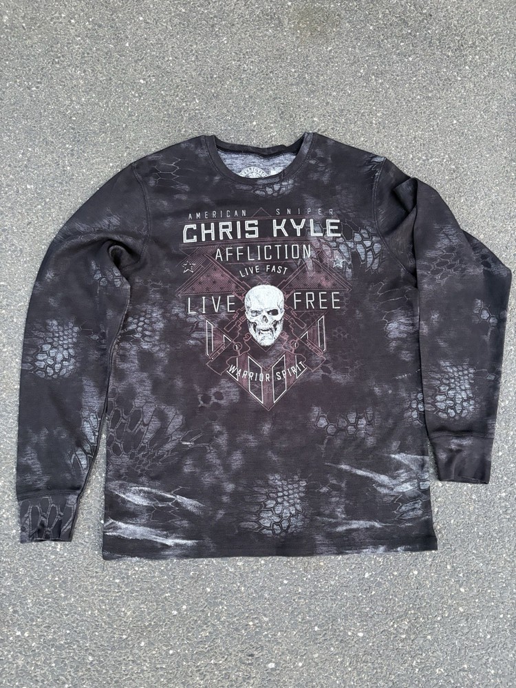 Vintage Affliction Live Fast Sz XL USA Made Mens Double Side Long Sleeve Thermal