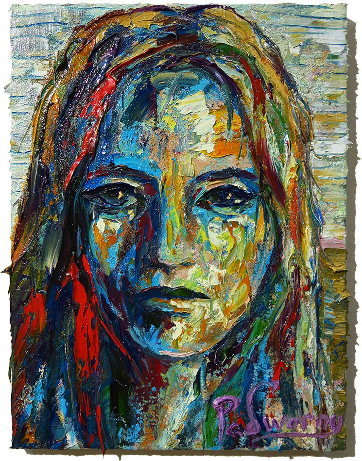 MODERN WOMAN GIRL ART SIGNED FEMALE OIL PAINTING ABSTRACT PORTRAIT VINTAGE DECO