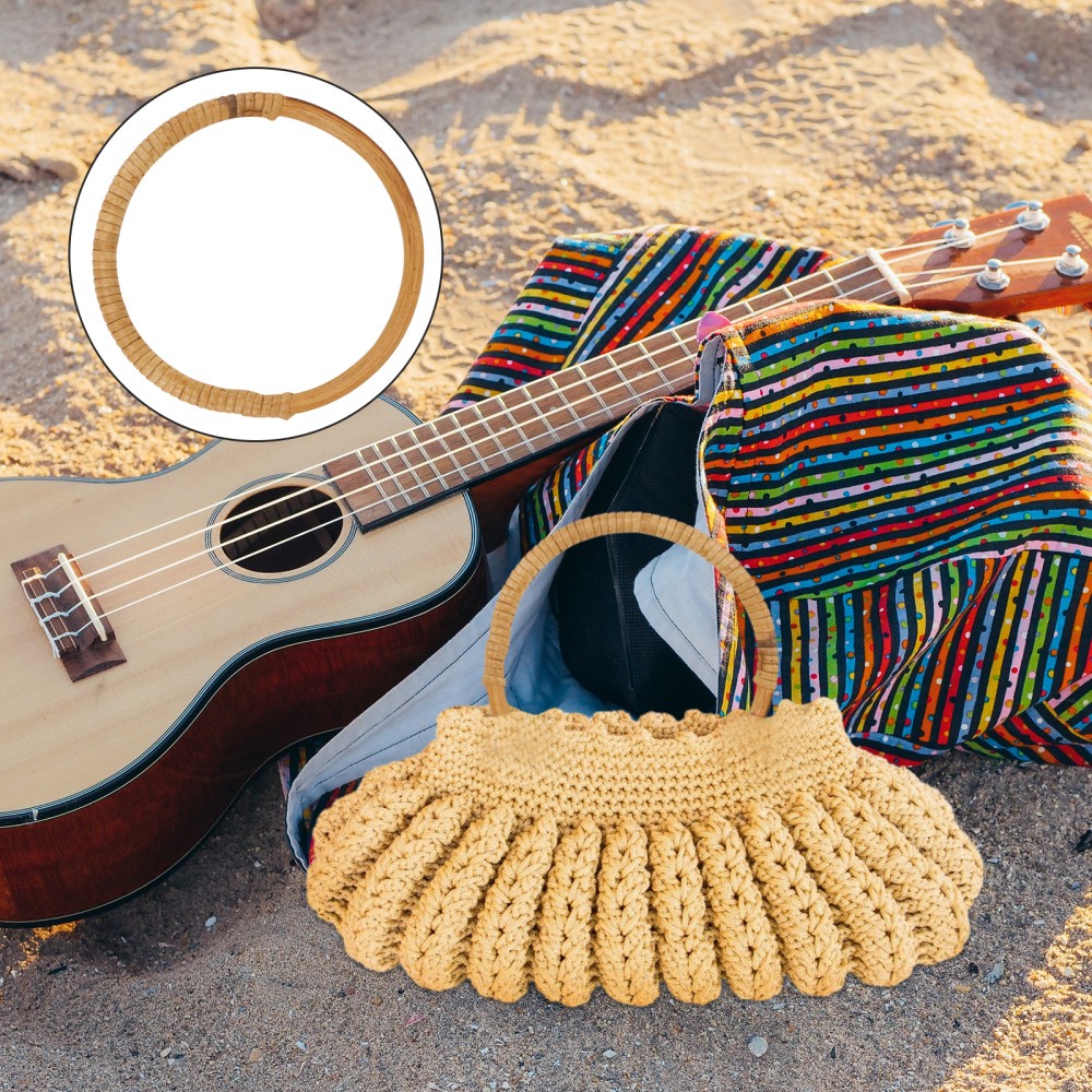 2-Piece Round Wicker Handbag Handles for Pull-String Shopping Bags