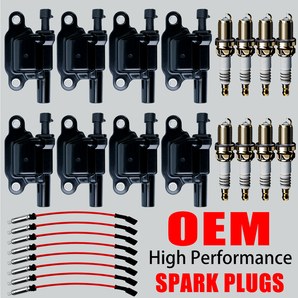 High-Performance 8X OEM Ignition Coil & Iridium Spark Plugs Kit for Chevy GMC 5.3L 6.2L Engines UF413