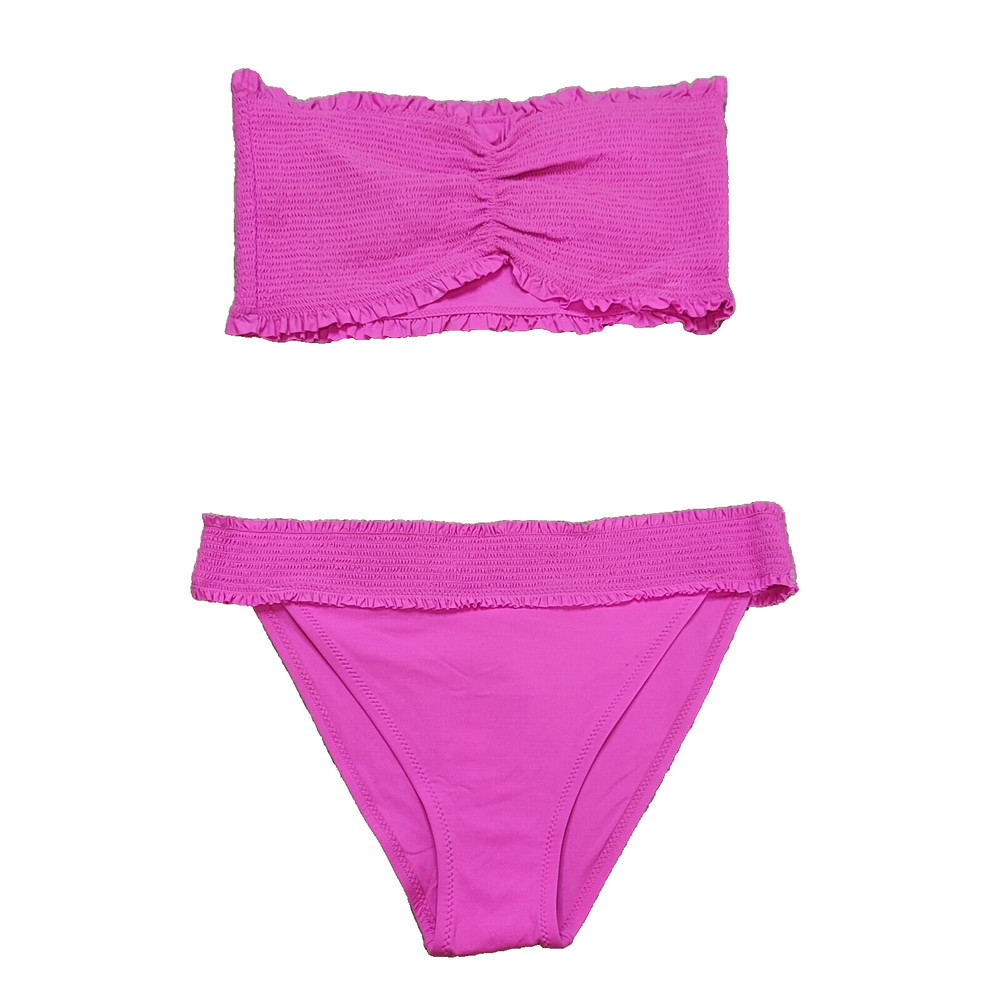 Victoria's Secret Pink Women 2 Pieces Bathing Suit Sz L Pink Magenta Bikini New!