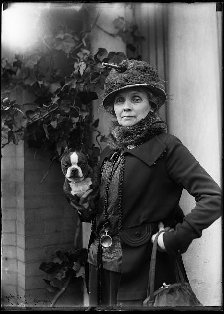 Photo:1920s Woman With Boston Terrier Dog Portrait Hat Fur Collar