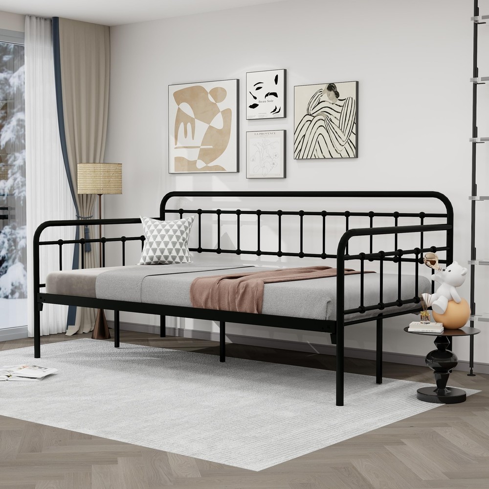 Heavy-Duty Steel Frame:Sturdy Support for Daybed Accommodates Twin Size Mattress-image