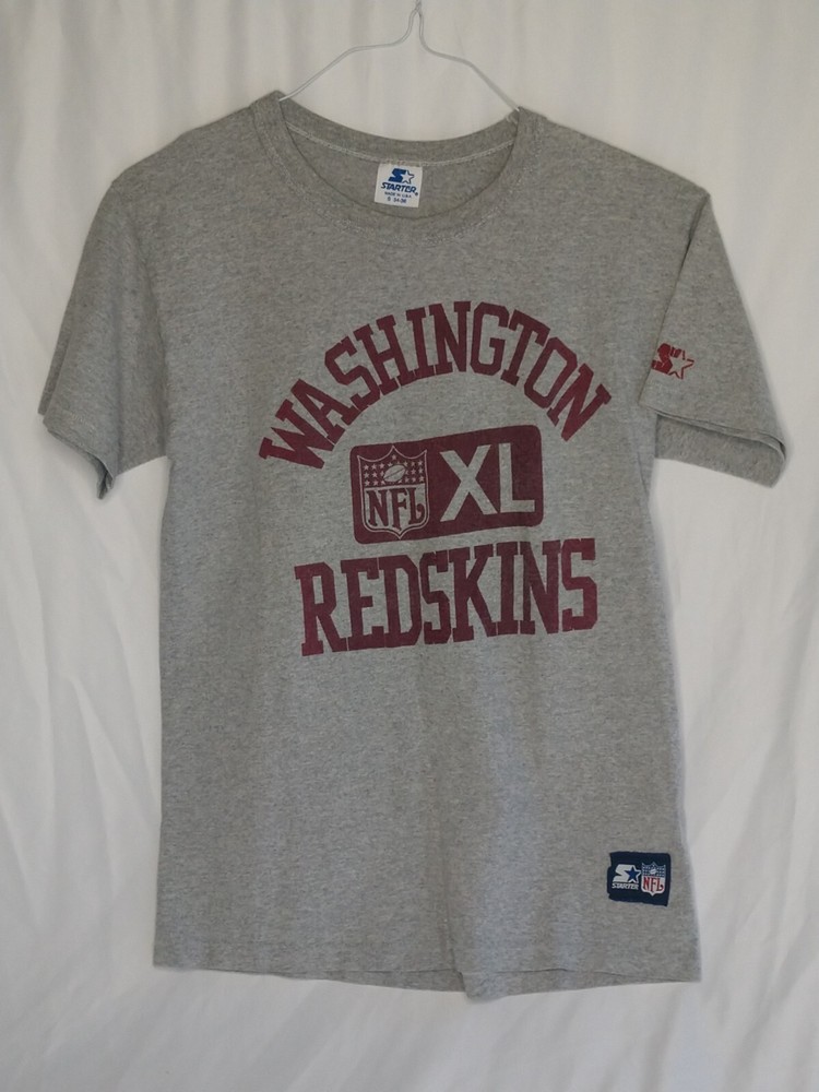 Vintage WASHINGTON REDSKINS T SHIRT STARTER USA GRAY Size Small Single Stitch
