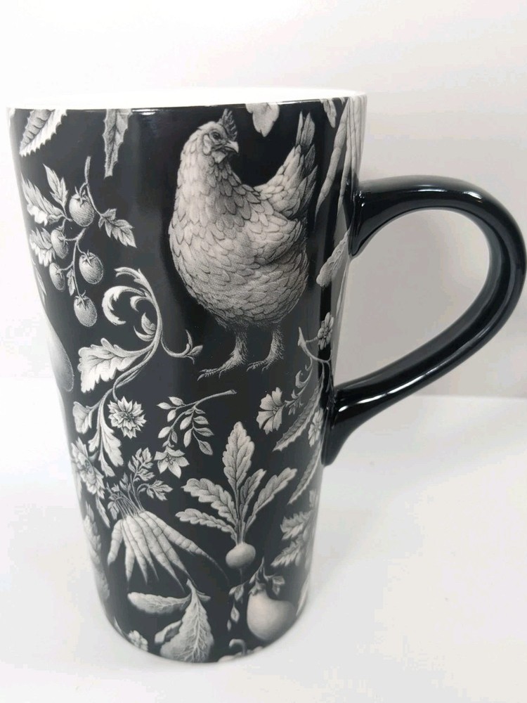 House of Blue Stallion Handcrafted Ceramic Coffee Mug Farm Cup Black & White