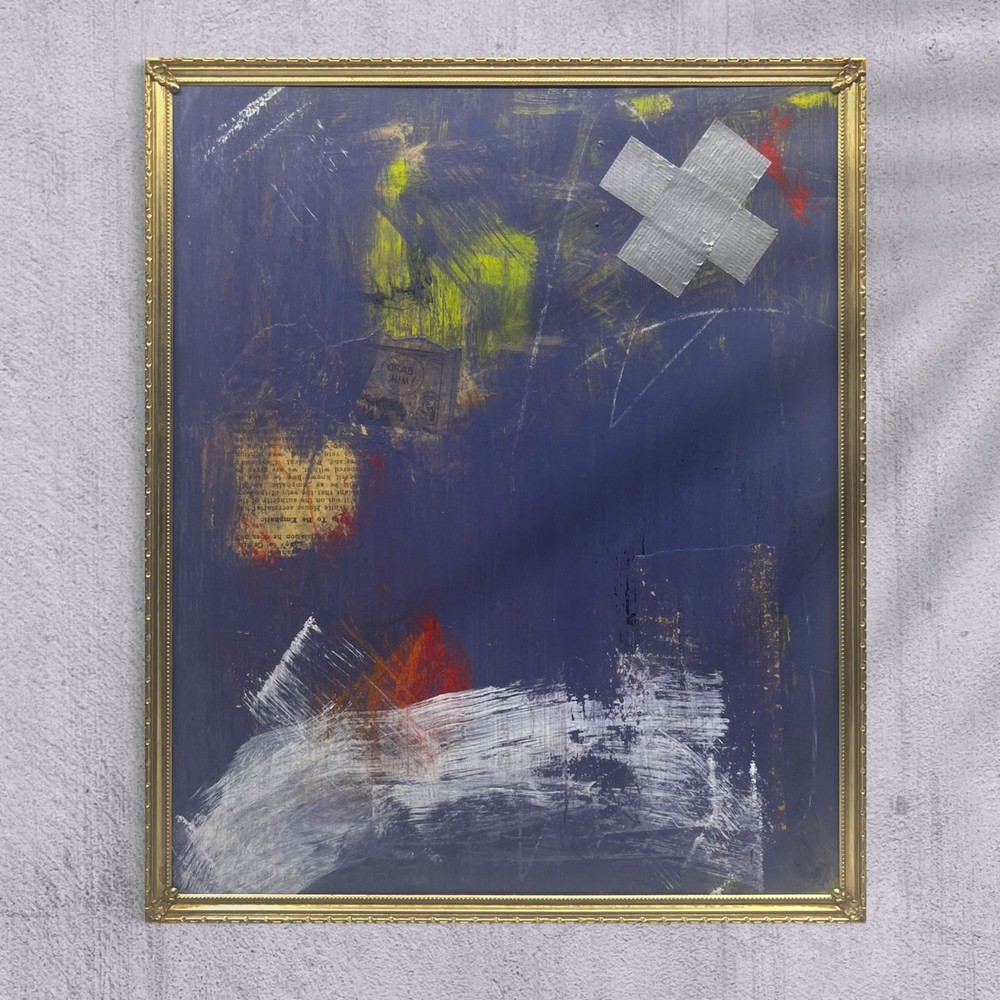 Original Framed Mixed Media Abstract Art Painting 10x12 “Patchwork” With COA-image