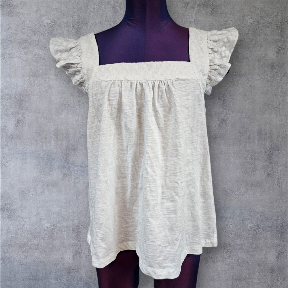 NWT Everleigh White Cottage Square Neck Ruffle Sleeveless Tank Top Small G46