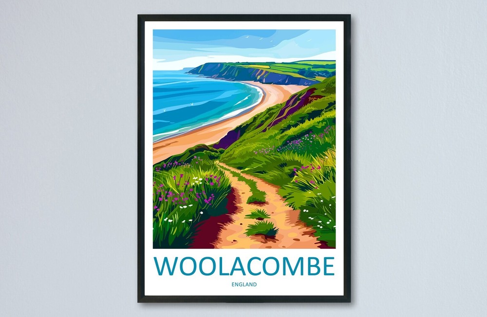 Woolacombe Travel Print Wall Art Woolacombe Wall Hanging Home Decor Woolacombe