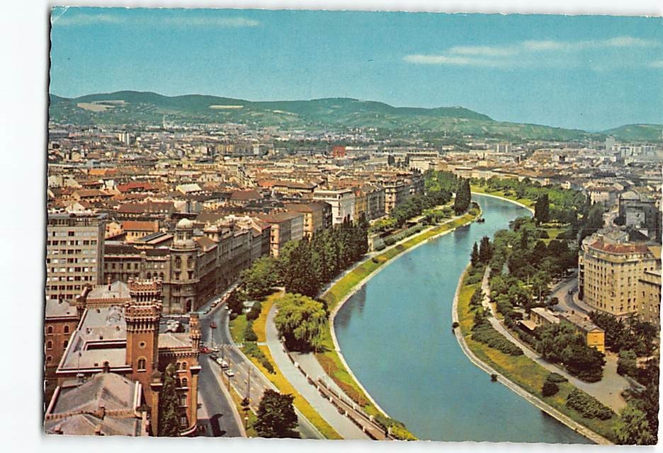 Postcard Blick auf Kai mit Donaukanal Vienna Austria