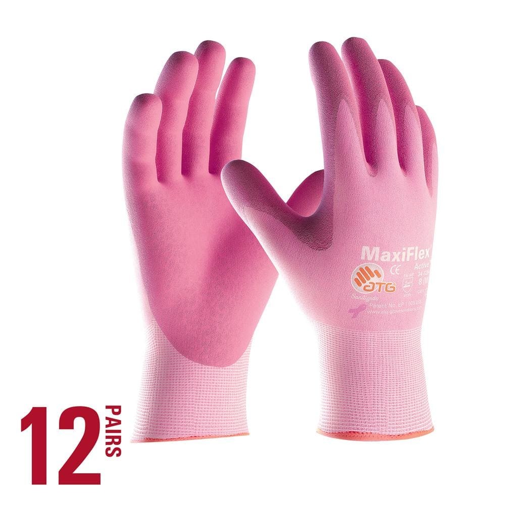 MaxiFlexActive Women's Large Pink Lightweight Nitrile Coated Nylon Multi-Purpose