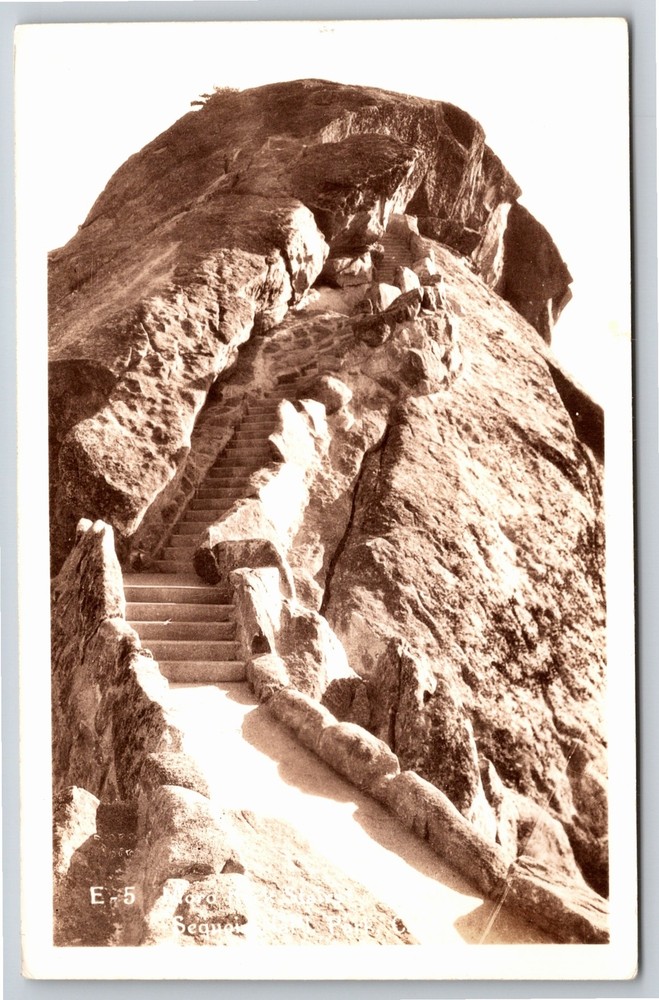 RPPC~Moro Rock Trail Stairs~Sequoia Park California~Real Photo Postcard