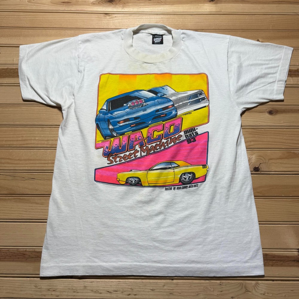 Vintage 90s 1993 Waco Texas Street Machine Car Show T-Shirt USA Made Size Large