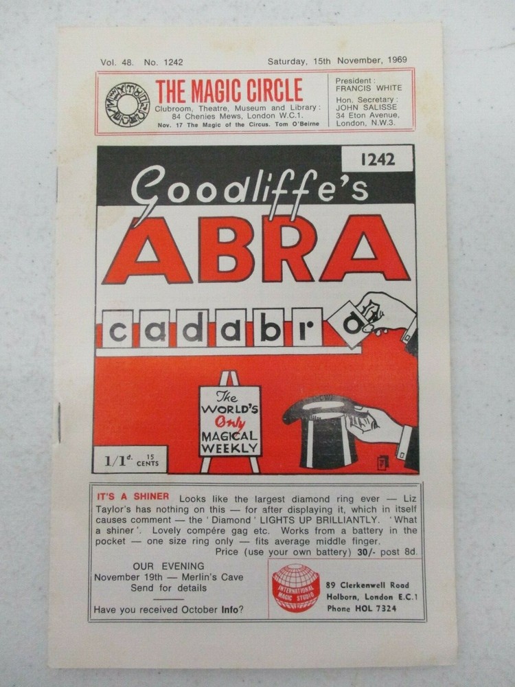 Goodliffe's Abracadabra Magic Magician Magazine Vol 48 No 1242 November, 15 1969-image