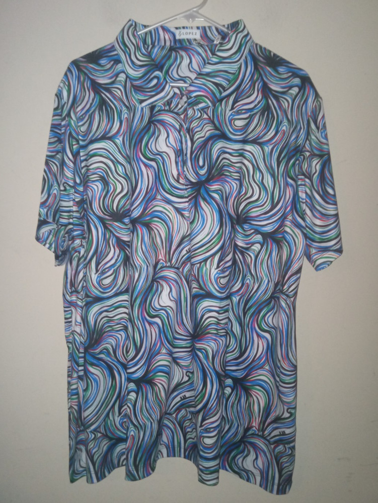 Nancy Lopez Women's Golf Shirt 3X Sun Polo UPF 50+ Short Sleeve Blue Multi